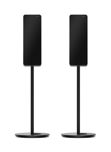 LE02 Black, stereo pair with stands